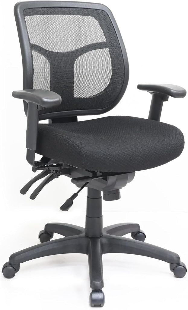 Eurotech Seating Apollo Multifunction Swivel Ergonomic Office Chair with Seat Slider, TEMPUR® Cushioned Seat, and Mesh Back, 360-Degree Swivel Executive Task Office Chair