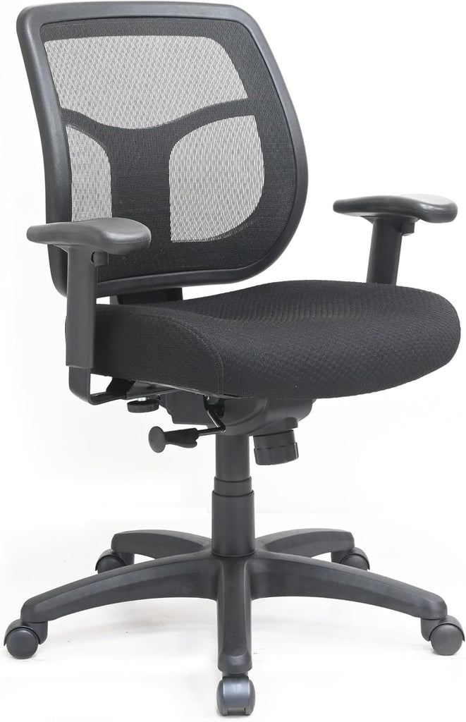 Eurotech Seating Apollo Mid-Back Swivel Ergonomic Office Chair with TEMPUR® Cushioned Seat and Mesh Back, 360-Degree Swivel Executive Task Office Chair