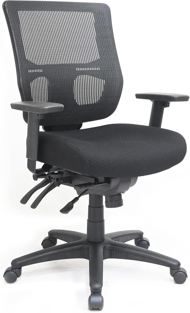 Eurotech Seating Apollo II Multifunction Mid-Back Swivel Ergonomic Office Chair with TEMPUR® Cushioned Seat and Mesh Back, 360-Degree Swivel Executive Task Office Chair